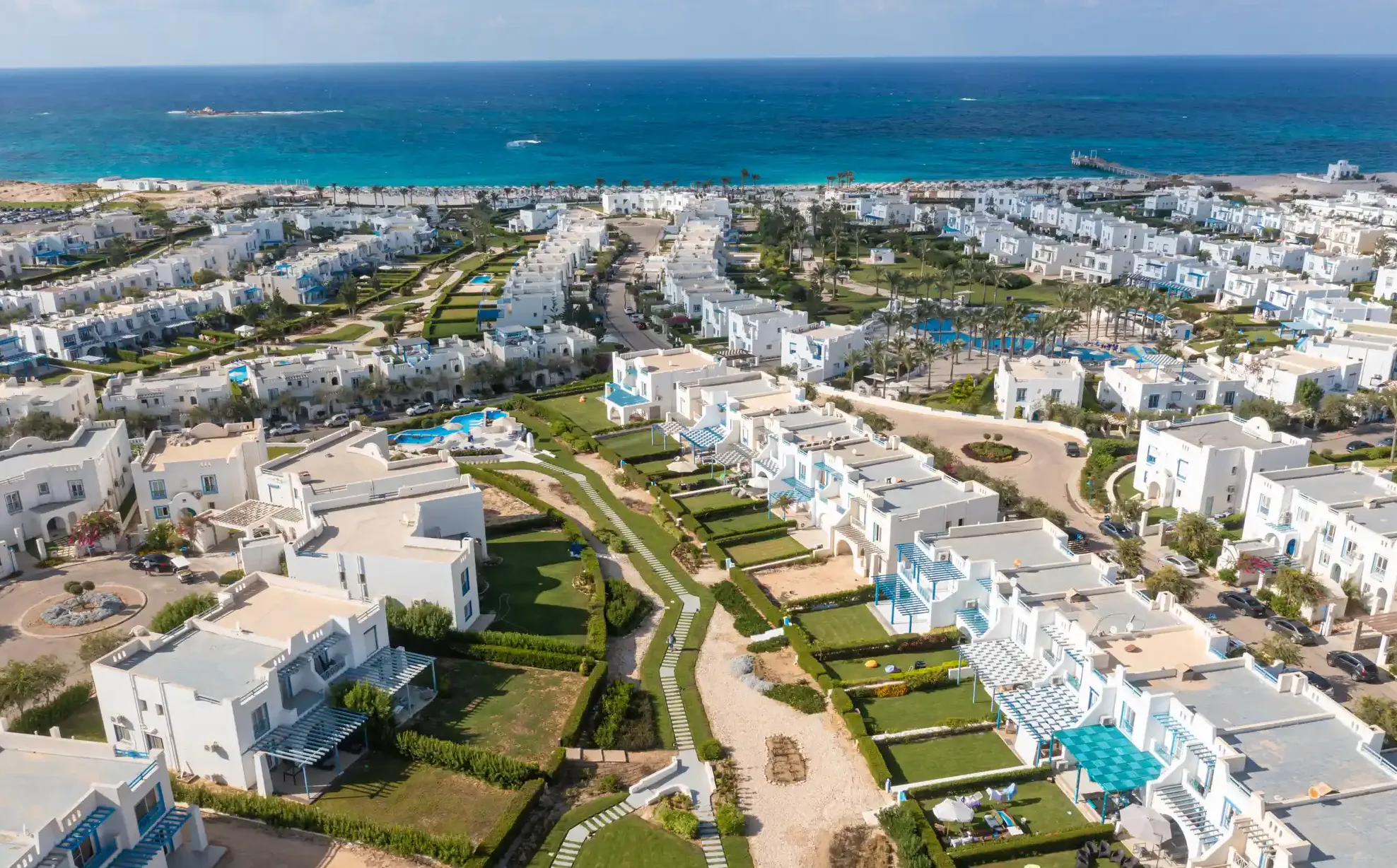 Mountain View Ras El Hekma resort with Greek-inspired architecture and crystal lagoons on Egypt’s North Coast